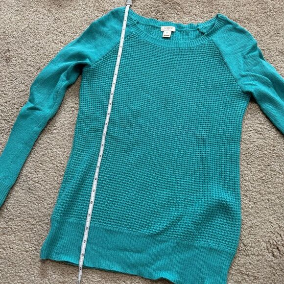 J. Crew waffle knit wool blend sweater in turquoise, size XS - Picture 6 of 6